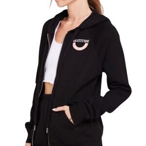 Spiritual Gangster Gratitude Raglan Zip Hoodie XS Black NWT